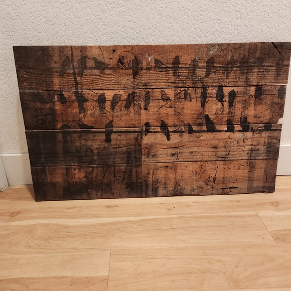CB2 Rustic Wooden Wall Art with Bird Silhouettes